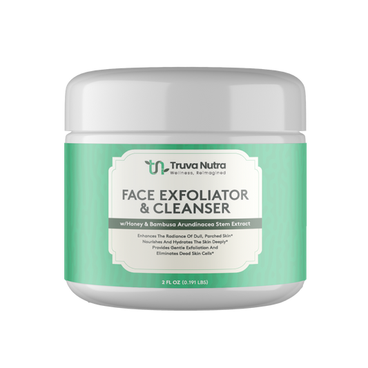 Face Exfoliator & Cleanser w/Honey & Bambusa Arundinacea Stem Extract, USA Made, Clean